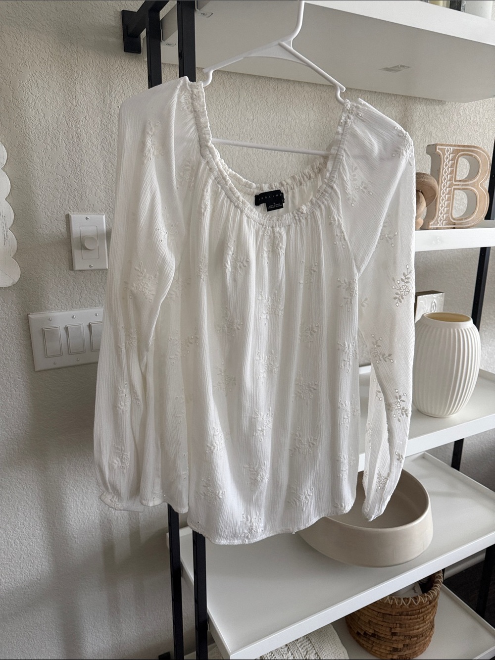 Sanctuary White Embroidered Peasant Blouse